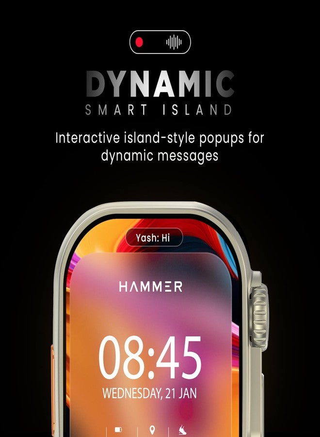 هامر ساعة HAMMER Active 2.0 Plus الذكية بشاشة عالية الدقة مقاس 2.1 بوصة مع التحكم بالإيماءات، ومكالمات بلوتوث، وإمكانية تصميم واجهة الساعة بنفسك، وأنماط رياضية، وتاج وظيفي، وإشعارات ديناميكية، ومؤشرات الدورة الشهرية (أزرق) - Image 5