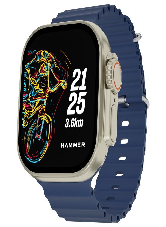 هامر ساعة HAMMER Active 2.0 Plus الذكية بشاشة عالية الدقة مقاس 2.1 بوصة مع التحكم بالإيماءات، ومكالمات بلوتوث، وإمكانية تصميم واجهة الساعة بنفسك، وأنماط رياضية، وتاج وظيفي، وإشعارات ديناميكية، ومؤشرات الدورة الشهرية (أزرق) - Image 1