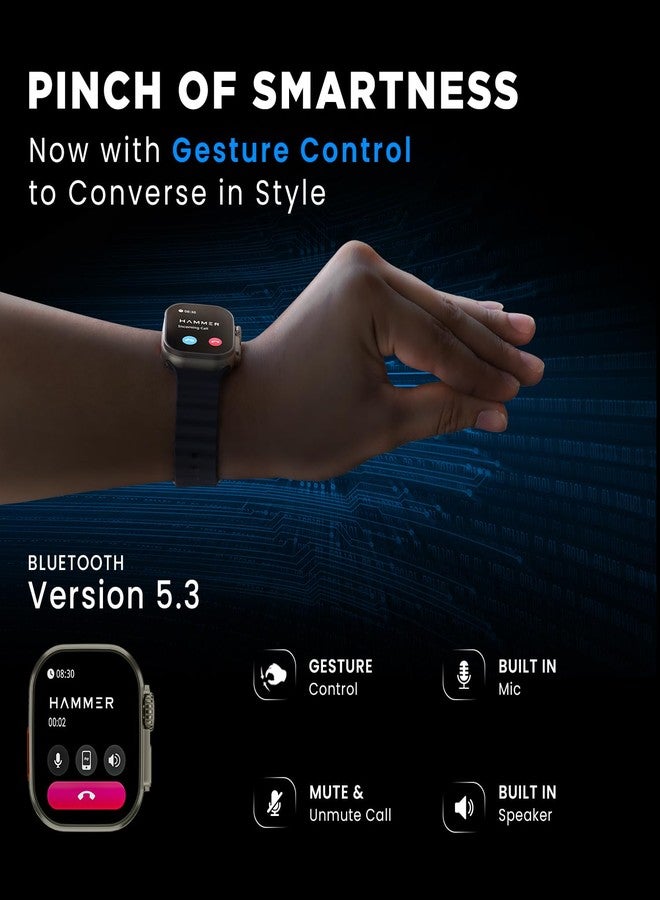 هامر ساعة HAMMER Active 2.0 Plus الذكية بشاشة عالية الدقة مقاس 2.1 بوصة مع التحكم بالإيماءات، ومكالمات بلوتوث، وإمكانية تصميم واجهة الساعة بنفسك، وأنماط رياضية، وتاج وظيفي، وإشعارات ديناميكية، ومؤشرات الدورة الشهرية (أزرق) - Image 3