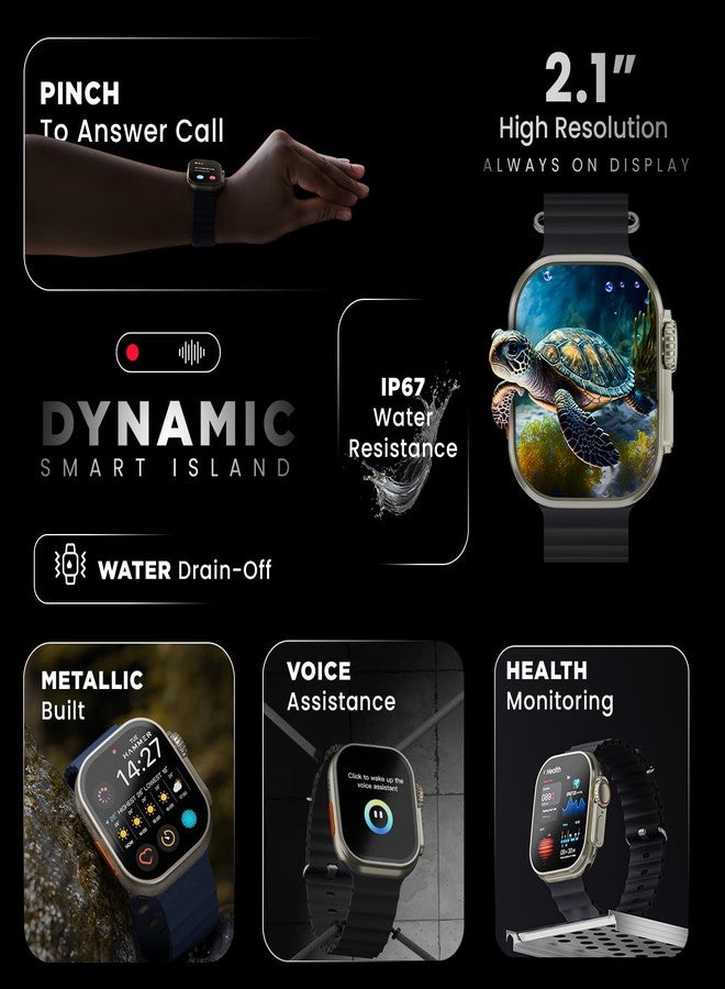 هامر ساعة HAMMER Active 2.0 Plus الذكية بشاشة عالية الدقة مقاس 2.1 بوصة مع التحكم بالإيماءات، ومكالمات بلوتوث، وإمكانية تصميم واجهة الساعة بنفسك، وأنماط رياضية، وتاج وظيفي، وإشعارات ديناميكية، ومؤشرات الدورة الشهرية (أزرق) - Image 4