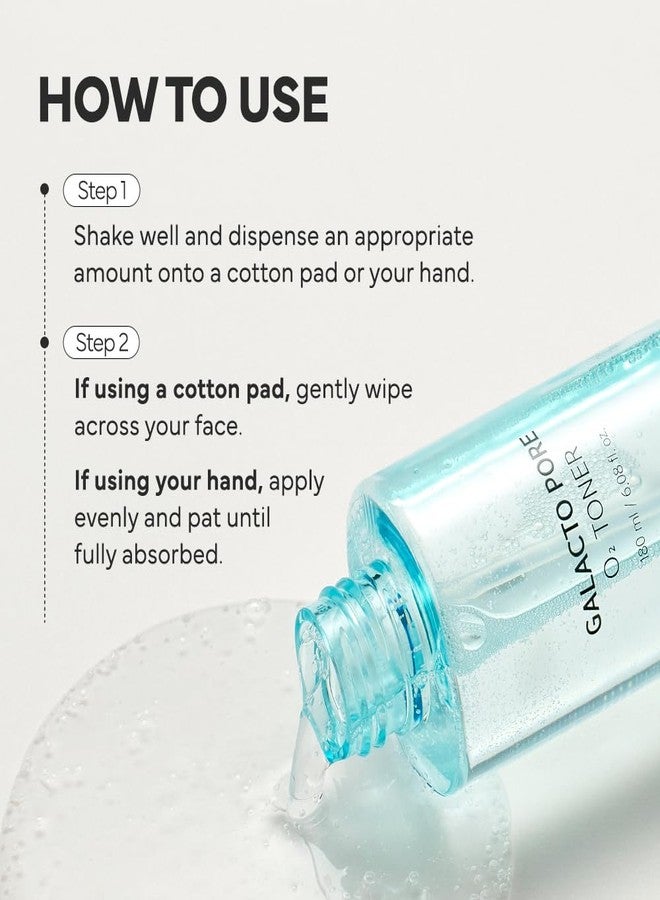 SAM'U Galacto Pore O2 Toner, Exfoliating & Pore-Tightening, Oxygen Bubble Galactomyces Toner, Hydrating for Sebum Control & Suitable for All Skin Types, Korean Toners, 6.08 Fl. Oz - Image 5