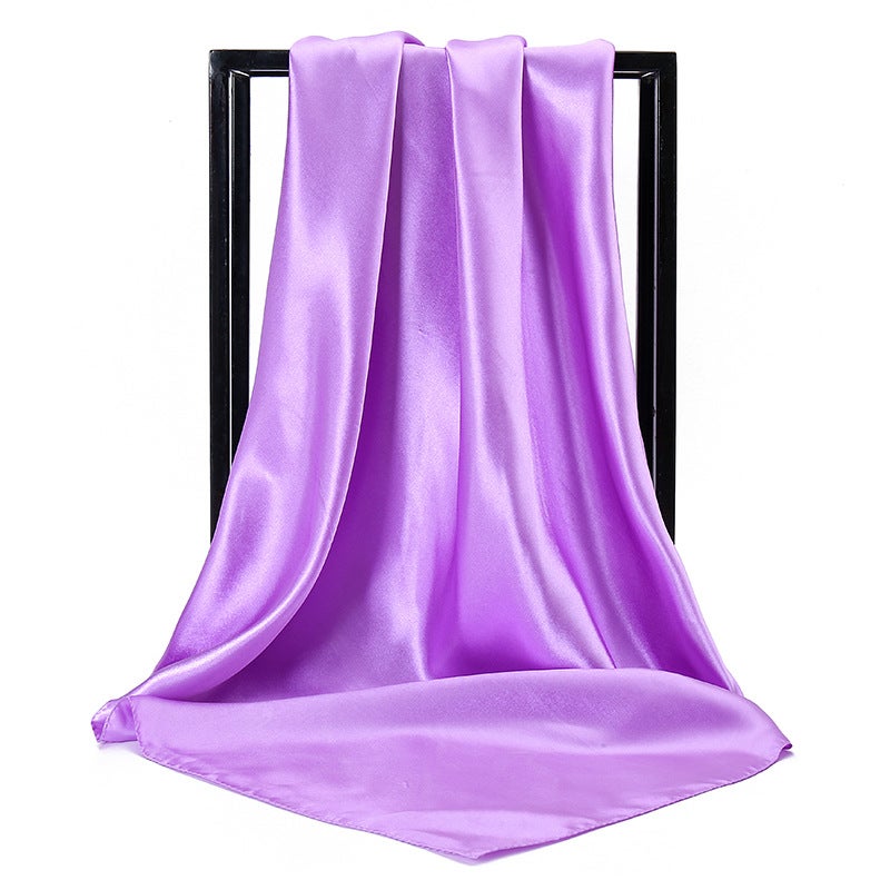 New Silk-Like Monochrome Large Scarf Fashion Solid Womens Scarf 21# light purple 