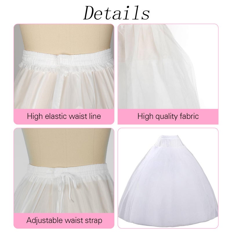 MeiLiMiYu Hoopless Petticoat Crinoline Underskirt Skirt 8 Layers Floor Length Ball Gown Petticoat Underskirt Slip for Wedding - Image 4