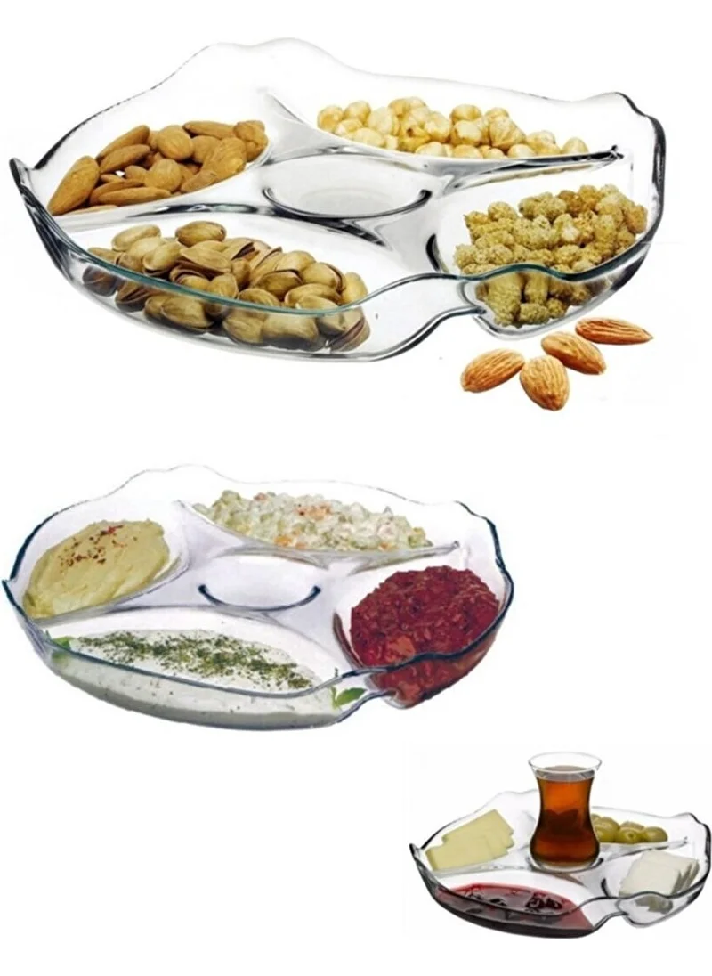 Paşabahçe Basic 5-Compartment Glass Serving Plate