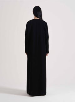 Rosette Abaya Open Abaya With Pink  Colors Embroidery Design  - Image 3