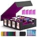 UAONO Trading Card Storage Box with Commander Display 2400 Deck Box for MTG with Removable Cover Top Loaders Card Case fits Magic TCG PTCG Sports Cards 24 Dividers 4 Stoppers Black Purple - Image 3