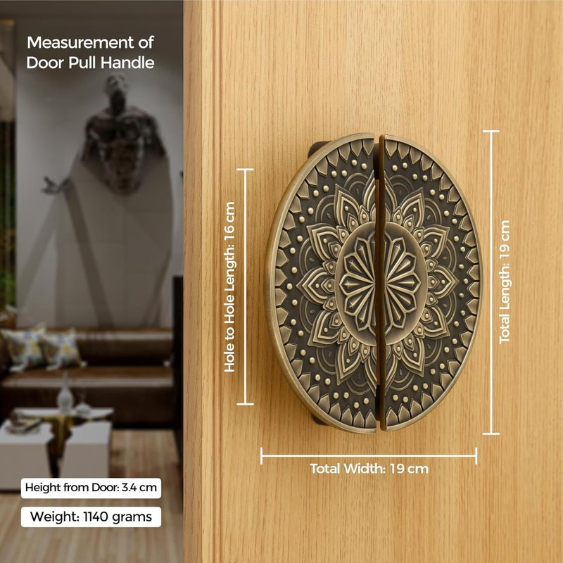 LAPO مقبض باب 8 بوصة للباب الرئيسي، مقبض باب خشبي وزجاجي، مقابض سحب لجميع أبواب المنزل/المكتب/الفنادق - عبوة من مجموعة واحدة | تشطيب عتيق | ضمان 3 سنوات - 5086 - Image 2