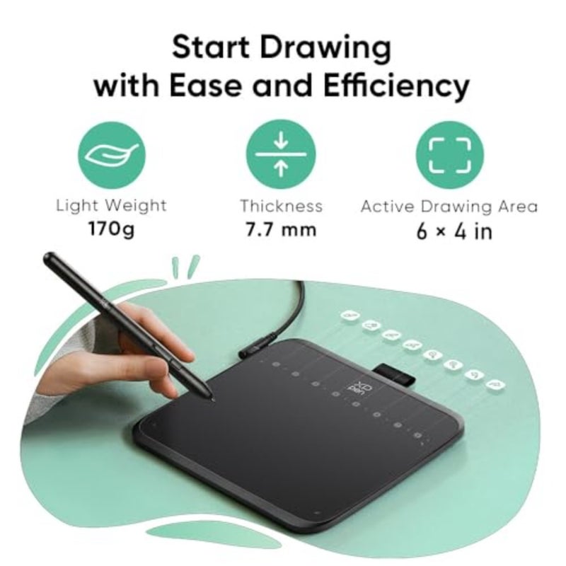 6 * 4 inch Drawing Tablet with 16384 Pressure Levels IT640 Digital Graphic Art Tablet Battery-Free Stylus 60° Tilt Support OSU Drawing Pad for Beginner Compatible with Android Windows macOS - Image 4