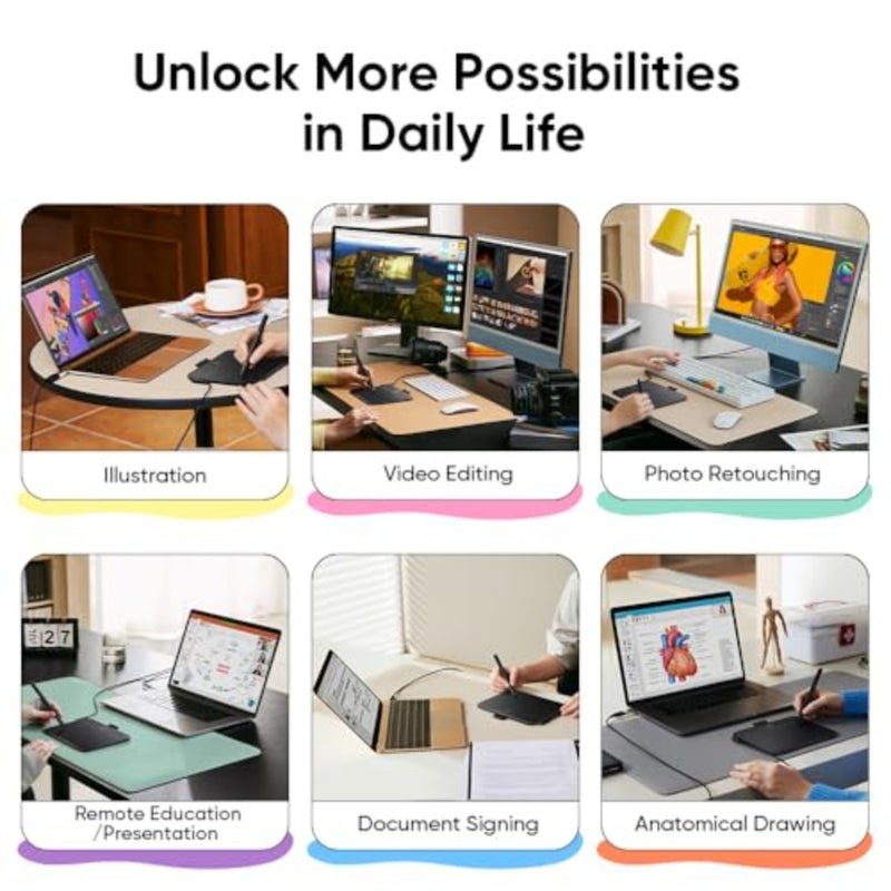 6 * 4 inch Drawing Tablet with 16384 Pressure Levels IT640 Digital Graphic Art Tablet Battery-Free Stylus 60° Tilt Support OSU Drawing Pad for Beginner Compatible with Android Windows macOS - Image 5