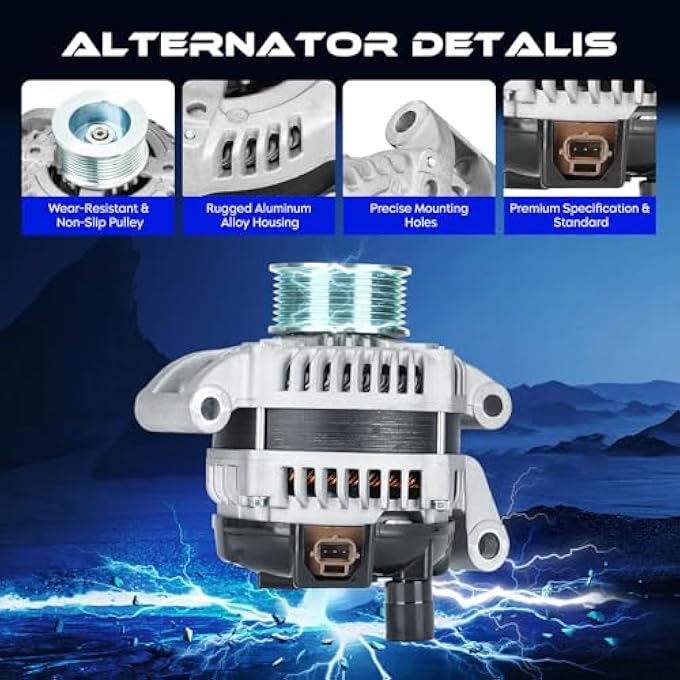 SEHNSUCHT Alternator Replacement New for Ford F-250 Super Duty 2008-2010, for Ford F-350 Super Duty 2008-2010, 6.4L, High Output Alternator Replace for 104210-5431, 11291, 12922, for Denso Hairpin - Image 3