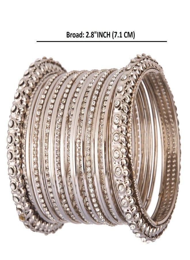 Efulgenz Indian Oxidized Bangles Navratri Jewelry Rhinestone Oxide Boho Vintage Antique Gypsy Oxidized Crystal Bracelets Set for Women - Image 5