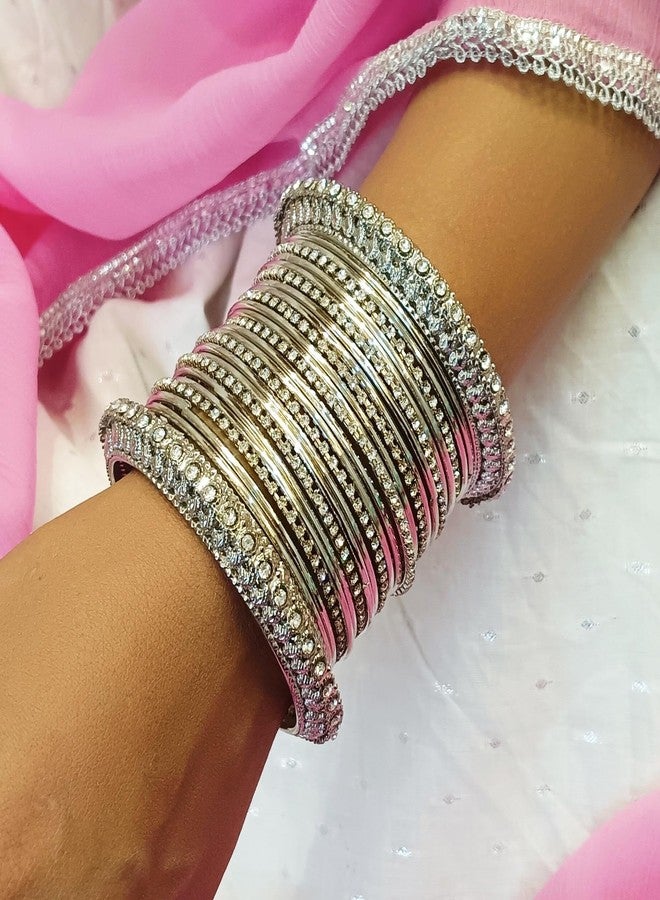 Efulgenz Indian Oxidized Bangles Navratri Jewelry Rhinestone Oxide Boho Vintage Antique Gypsy Oxidized Crystal Bracelets Set for Women - Image 4
