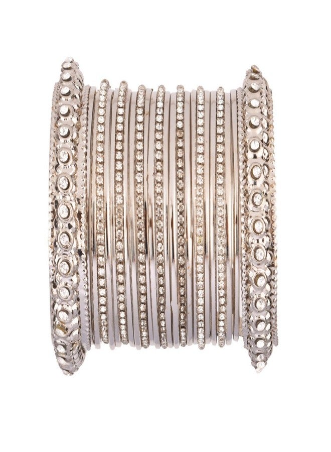 Efulgenz Indian Oxidized Bangles Navratri Jewelry Rhinestone Oxide Boho Vintage Antique Gypsy Oxidized Crystal Bracelets Set for Women - Image 1