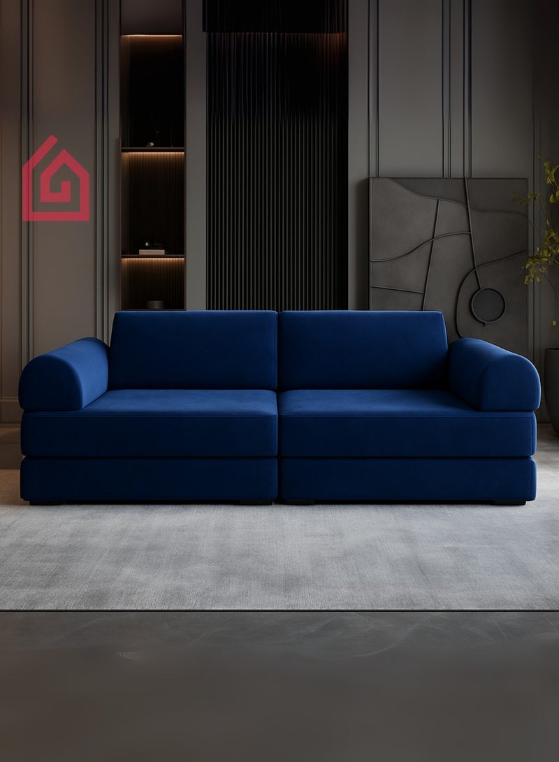 Karnak Premium Convertible Sofa Bed for Kids – Modern Velvet Sleeper, Eco-Friendly Toddler Sofa for Bedroom & Space-Saving Pull-Out Couch, Multifunctional Lounger – Royal Blue - Image 1