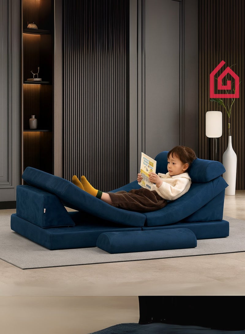 Karnak Premium Convertible Sofa Bed for Kids – Modern Velvet Sleeper, Eco-Friendly Toddler Sofa for Bedroom & Space-Saving Pull-Out Couch, Multifunctional Lounger – Royal Blue - Image 3