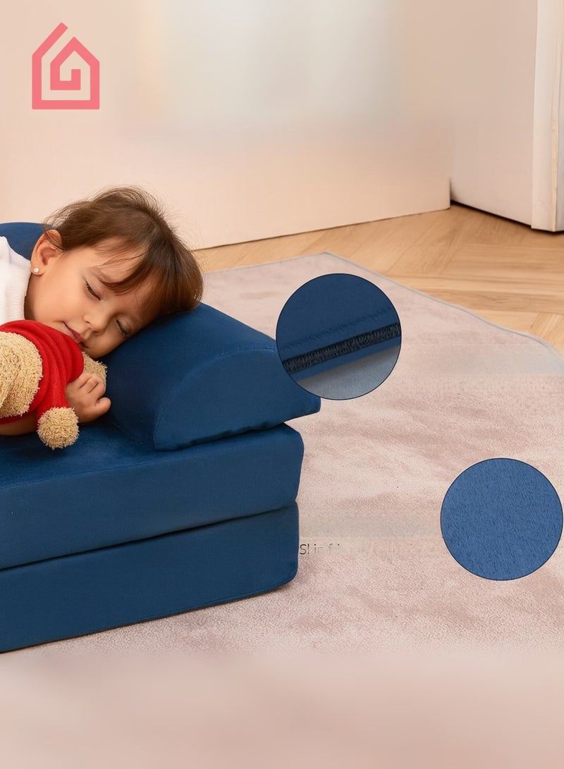 Karnak Premium Convertible Sofa Bed for Kids – Modern Velvet Sleeper, Eco-Friendly Toddler Sofa for Bedroom & Space-Saving Pull-Out Couch, Multifunctional Lounger – Royal Blue - Image 4