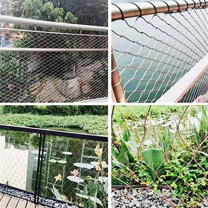 Stainless Steel Rope Wire Mesh Stainless Steel Wire Rope Netting, Balcony Stair Wire Rope Protection Net, Durable Deer Fencing Net (Size : 1x1m) for Zoo Cage Fence, Balcony, Stair(Mesh diamete - Image 5