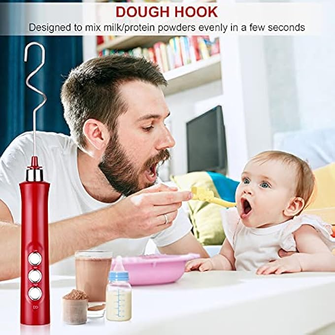 TMSGID Milk Frother Handheld ElectricWhisk Drink Mixer For CoffeeMini Foamer For CappuccinoMatchaHot Chocolate Red - Image 5