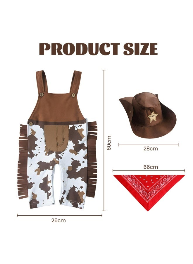 زي كاوبوي للأطفال الصغار - زي كاوبوي أنثوي مع منديل أحمر وقبعة شريف، إكسسوارات حفلات لعب الأدوار للأطفال، هدية عيد الميلاد وعيد الهالوين للأولاد والبنات (18-24 شهرًا) - Image 4