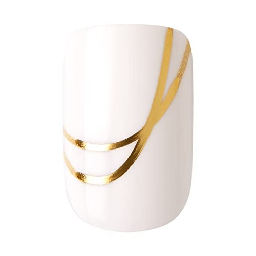KISS Voguish Fantasy, Press On Nails, Nail glue included, 'Glam and Glow', White, Short Size, Squoval Shape, Includes 28 Nails, 2g glue, 1 Manicure Stick, 1 Mini File - Image 5