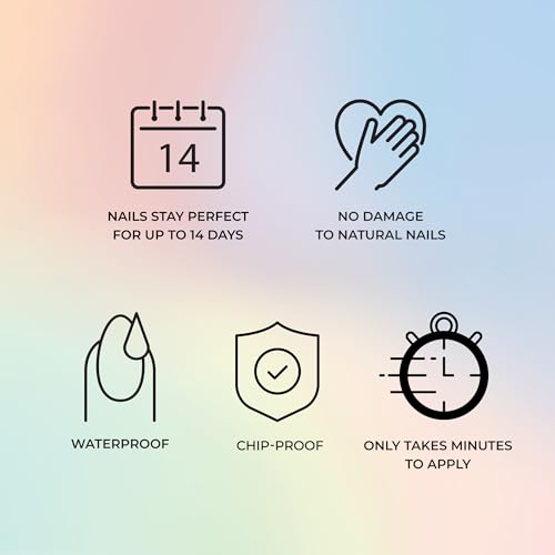 KISS Voguish Fantasy, Press On Nails, Nail glue included, 'Glam and Glow', White, Short Size, Squoval Shape, Includes 28 Nails, 2g glue, 1 Manicure Stick, 1 Mini File - Image 4