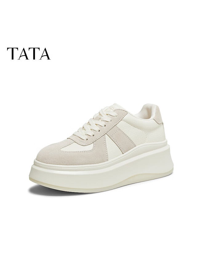 Tata Women's Fleece-lined Shoes  Winter German Training Shoes Versatile Lightweight Sneakers Apricot Gray/ivory (single Lining) Size 37 - Image 4