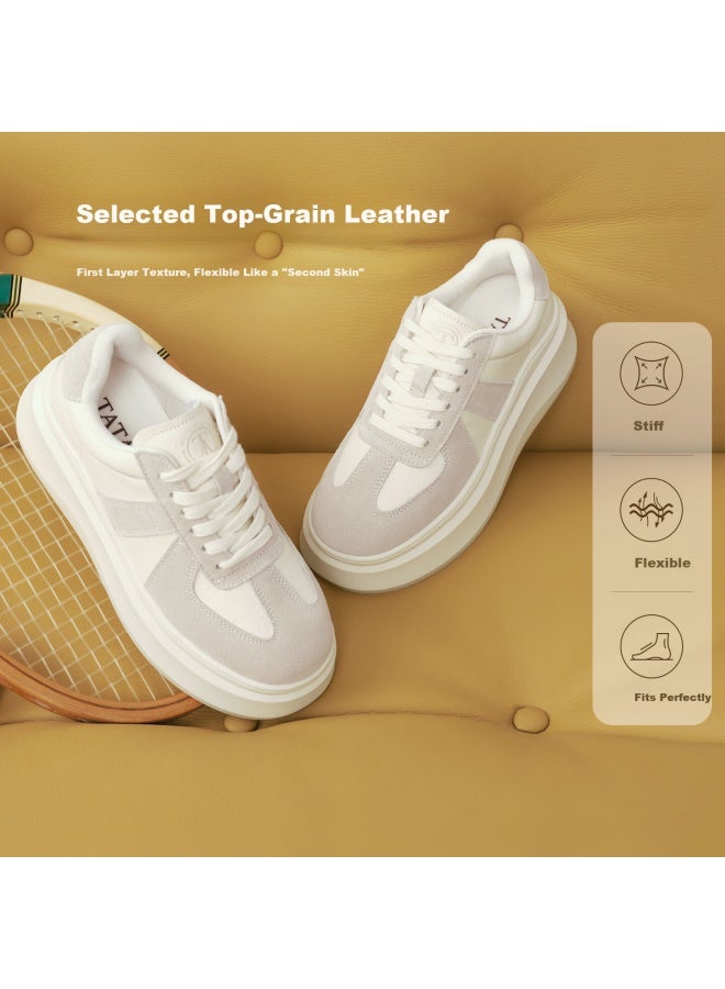 Tata Women's Fleece-lined Shoes  Winter German Training Shoes Versatile Lightweight Sneakers Apricot Gray/ivory (single Lining) Size 37 - Image 1