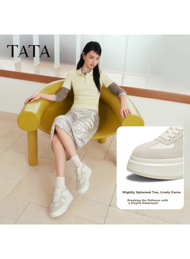 Tata Women's Fleece-lined Shoes  Winter German Training Shoes Versatile Lightweight Sneakers Apricot Gray/ivory (single Lining) Size 37 - Image 3