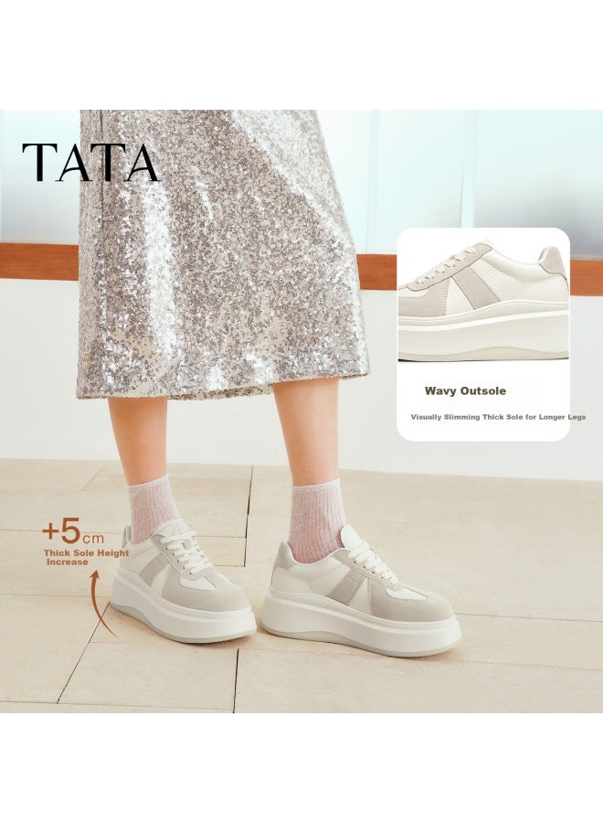 Tata Women's Fleece-lined Shoes  Winter German Training Shoes Versatile Lightweight Sneakers Apricot Gray/ivory (single Lining) Size 37 - Image 2