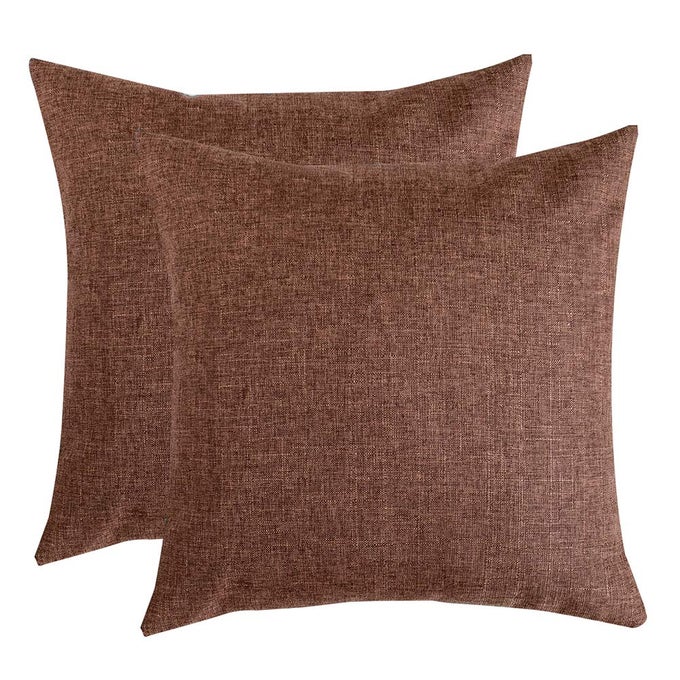 LINEN DECORATIVE THROW PILLOW COVERS CUSHION COVER PILLOW CASE FOR SOFA COUCH BED CHAIR SOFT SQUARE LIGHT BROWN THROW PILLOWS 18X18 INCHSET OF 2