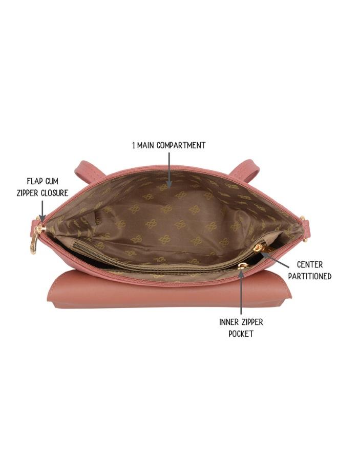 Baggit Women Dusty Rose Satchel Handbag Small Size | Ladies Stylish Casual Purse Bag - Image 4