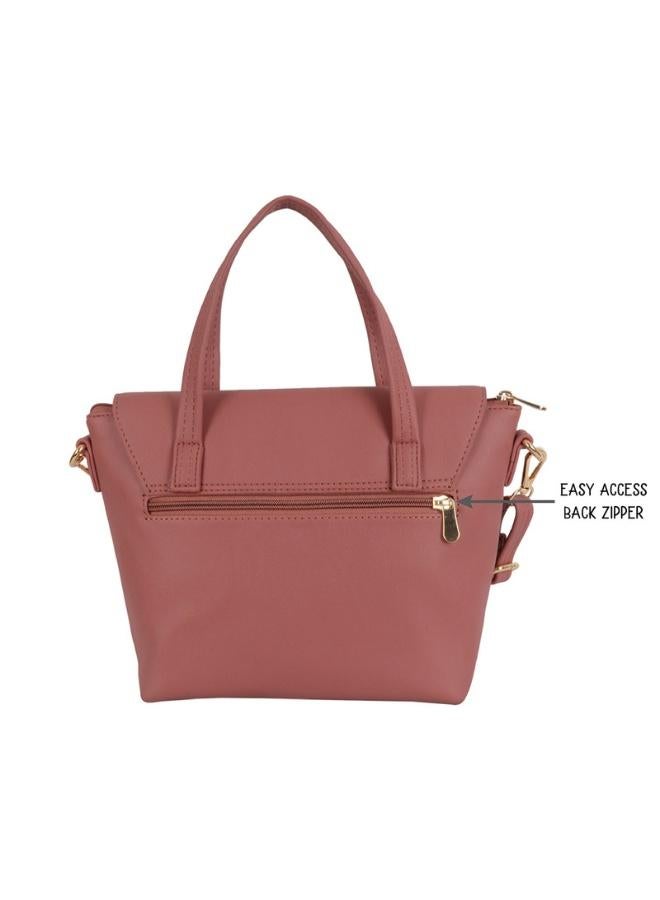 Baggit Women Dusty Rose Satchel Handbag Small Size | Ladies Stylish Casual Purse Bag - Image 3