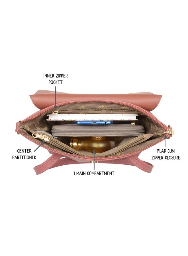 Baggit Women Dusty Rose Satchel Handbag Small Size | Ladies Stylish Casual Purse Bag - Image 5