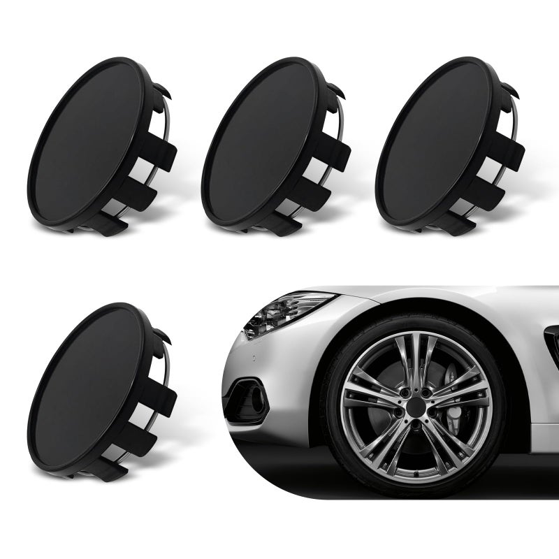 Tesnaao 4 PCS Car Wheel Center Cap ABS Wheel Hub Protector SnapOn Wheel Center Hub Cap Outer Diameter 54mm Card Diameter 50mm Black - Image 3