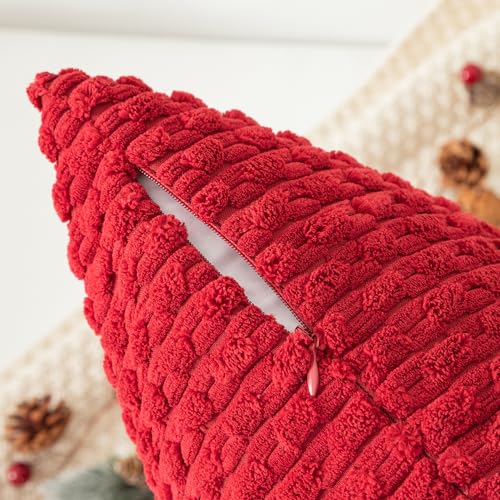 K KEVIN TEXTILE Kevin Textile Valentines Pillow Covers Cushion Cases Throw Pillow Cover Stripe Pattern Decorative Soft Corduroy Cushion Covers Stripes for Living Room Set of 2 18x18 Inch Burgundy - Image 3