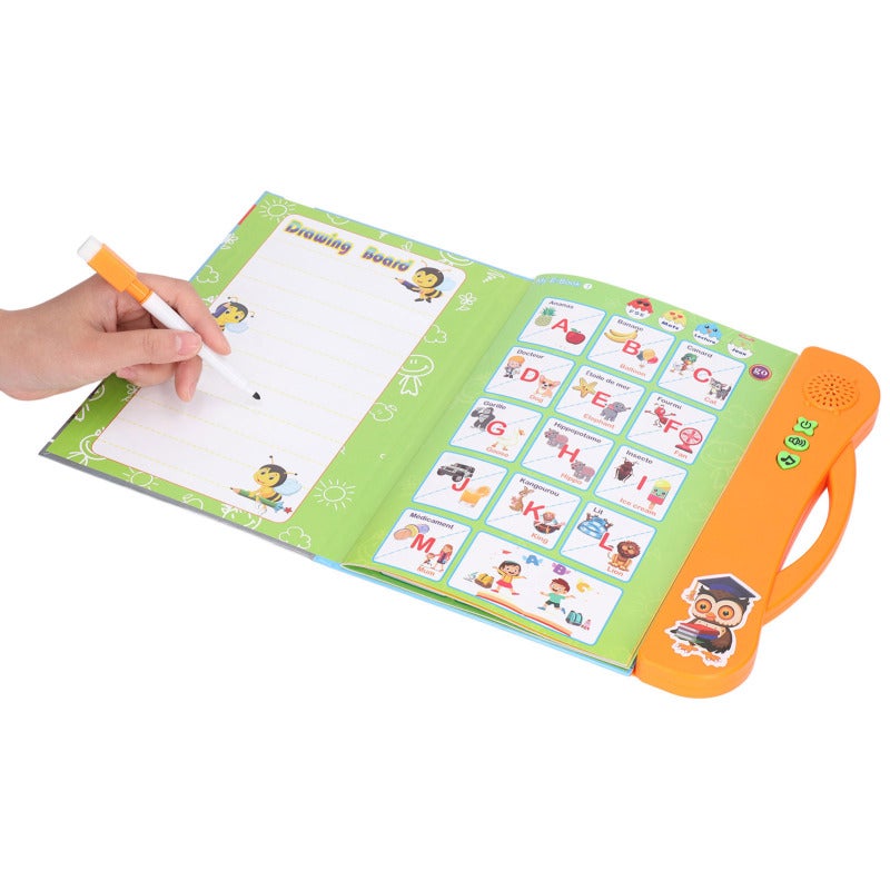Interactive Sound Book: Orange Bilingual Learning Toy - Lightweight Cartoon Pattern Kids Learning Book for Toddlers, Home And Travel Use - Image 3