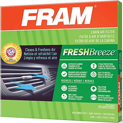 FRAM فلتر هواء المقصورة FRAM Fresh Breeze بديل لسيارات الركاب مع صودا الخبز من Arm and Hammer، سهل التركيب، CF11472 لمركبات BMW المختارة، أبيض - Image 1