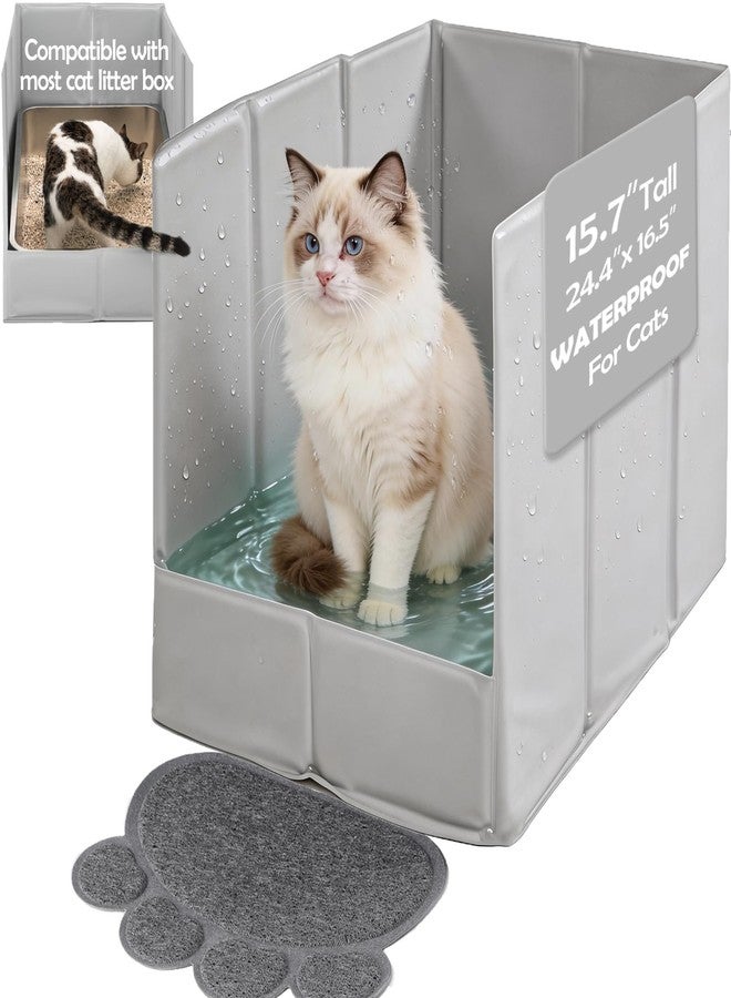 MEEXPAWS Cat Litter Box Enclosure, Foldable Splash Guard, Pee Shield - Image 1