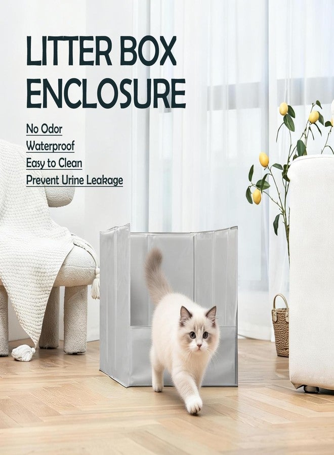 MEEXPAWS Cat Litter Box Enclosure, Foldable Splash Guard, Pee Shield - Image 5