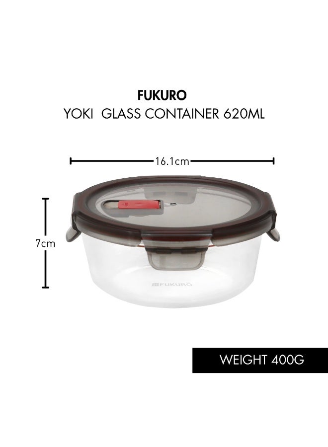 Fukuro Yoki Borosilicate Round Airtight Glass Container (620ml) - Image 1