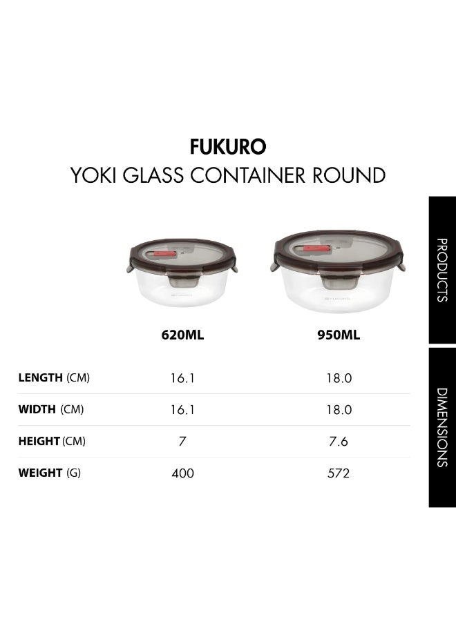 Fukuro Yoki Borosilicate Round Airtight Glass Container (620ml) - Image 3