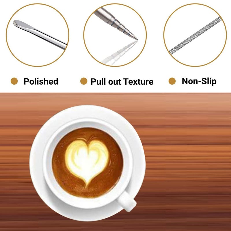 HZJSPXC Milk Frother Cup, 12oz (350ml) Milk Frothing Pitcher Metal 304 Stainless Steel Steamer Cup, Coffee Milk Cappuccino Latte Art Barista Steaming Pitcher Espresso Jug with Decorating Pen - Image 4