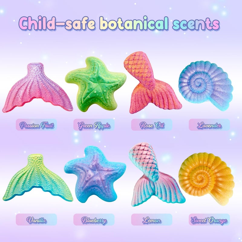 Clear and Fresh Clear&Fresh Mermaid Bath Bombs for Kids with Surprise Toys Inside, 9 Extra Large Bath Salts with Calming and Long-Lasting Scent, Natural Bubble Bath Bombs for Girls Sensitive Skin - Image 2