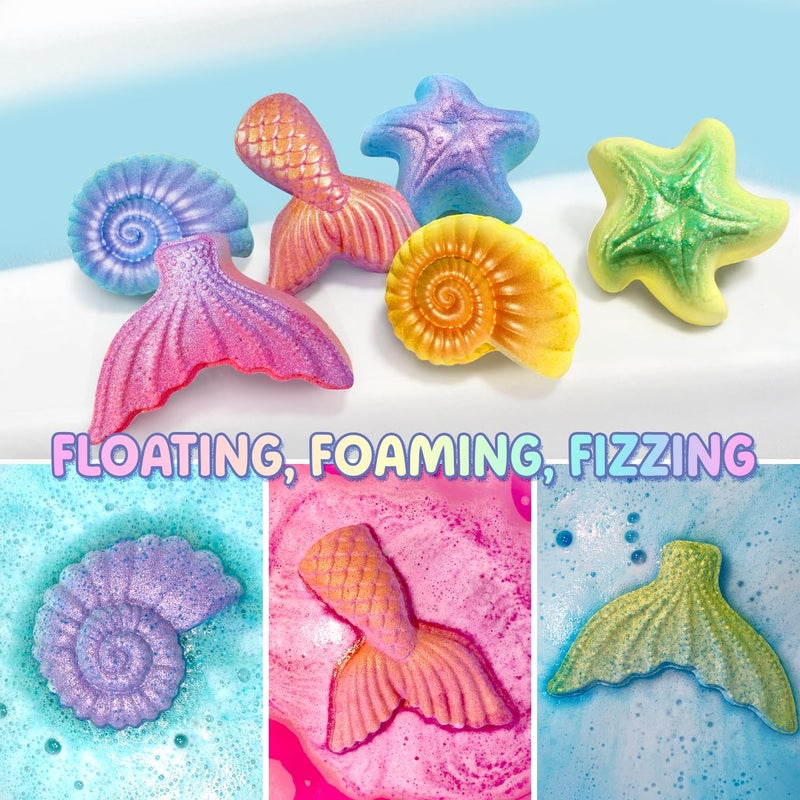 Clear and Fresh Clear&Fresh Mermaid Bath Bombs for Kids with Surprise Toys Inside, 9 Extra Large Bath Salts with Calming and Long-Lasting Scent, Natural Bubble Bath Bombs for Girls Sensitive Skin - Image 3