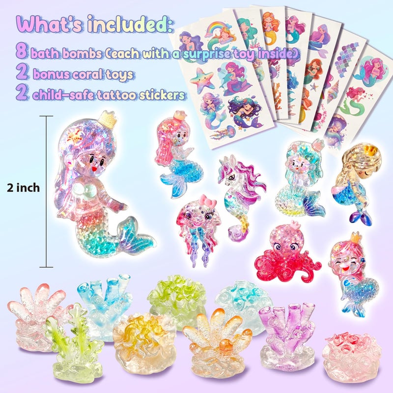 Clear and Fresh Clear&Fresh Mermaid Bath Bombs for Kids with Surprise Toys Inside, 9 Extra Large Bath Salts with Calming and Long-Lasting Scent, Natural Bubble Bath Bombs for Girls Sensitive Skin - Image 4