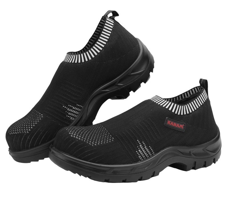 KARAM ISI Marked Flyknit Safety Shoe | Excellent Grip, Comfort and Slip Resistance | Safety Shoes with Fibre Toe |Black| FS208FN (FWSAMN) Size - 08 - Image 1