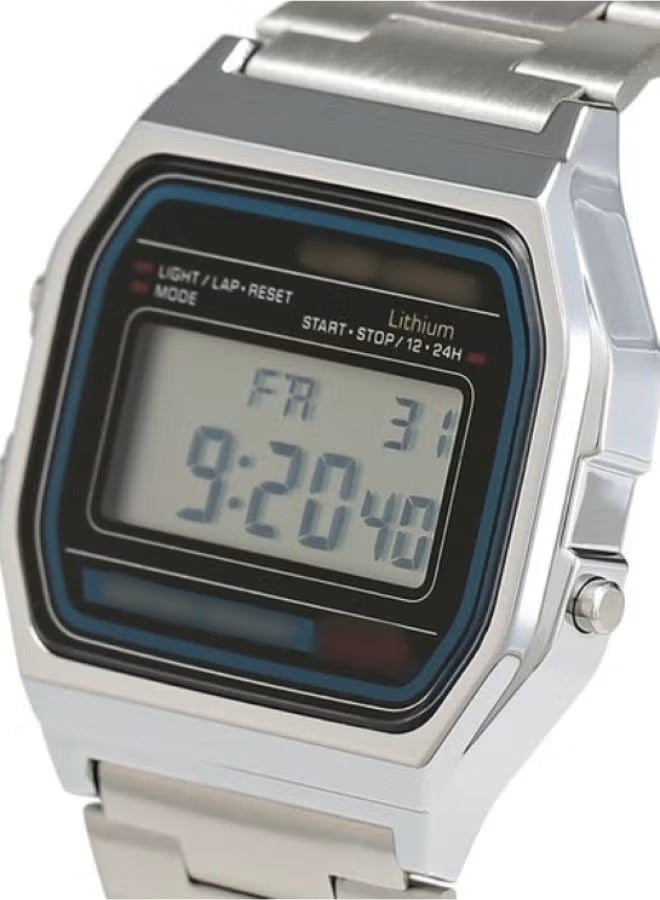 ساعة رقمية مقاومة للماء من الستانلس ستيل باللون الفضي للرجال A158WA-1 - Image 3