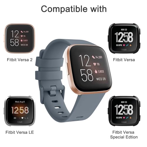 Tobfit Soft Strap Compatible for Fitbit Versa 2 (Watch Not Included), Flexible Premium Elastomer TPU Adjustable Watch Band, Sport Replacement Watchstrap for Women Men (S, Lavender Gray) - Image 3
