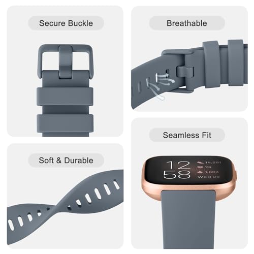 Tobfit Soft Strap Compatible for Fitbit Versa 2 (Watch Not Included), Flexible Premium Elastomer TPU Adjustable Watch Band, Sport Replacement Watchstrap for Women Men (S, Lavender Gray) - Image 5