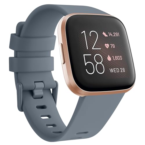 Tobfit Soft Strap Compatible for Fitbit Versa 2 (Watch Not Included), Flexible Premium Elastomer TPU Adjustable Watch Band, Sport Replacement Watchstrap for Women Men (S, Lavender Gray) - Image 1
